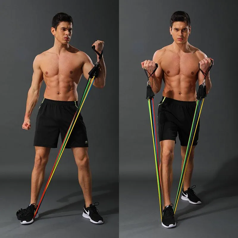 11 Piece/Set Latex Resistance Bands Crossfit Training Body Exercise Yoga Tubes Pull Rope Chest Expander Pilates Fitness with Bag