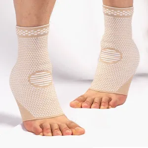 1pair Nylon Knitted Ankle Pads Compression Support Anti-Sprain Cycling Protective Gear(White S)