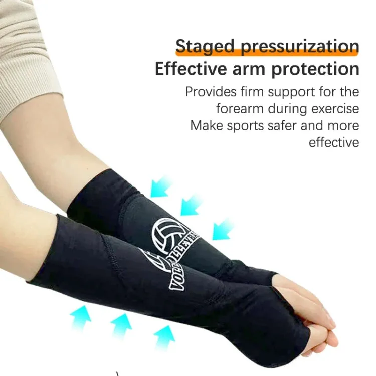 1pair Volleyball Arm Sleeves Passing Forearm Guard with Protection Pad and Thumbhole, Spec: Youth Style White