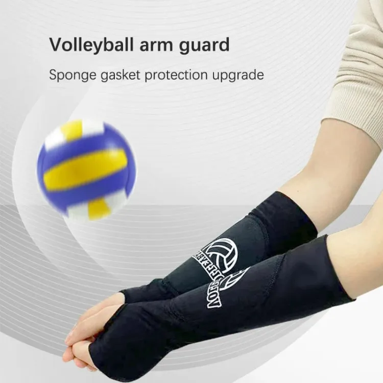 1pair Volleyball Arm Sleeves Passing Forearm Guard with Protection Pad and Thumbhole, Spec: Youth Style White