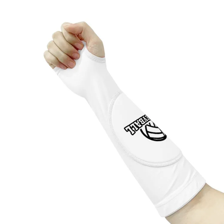 1pair Volleyball Arm Sleeves Passing Forearm Guard with Protection Pad and Thumbhole, Spec: Youth Style White