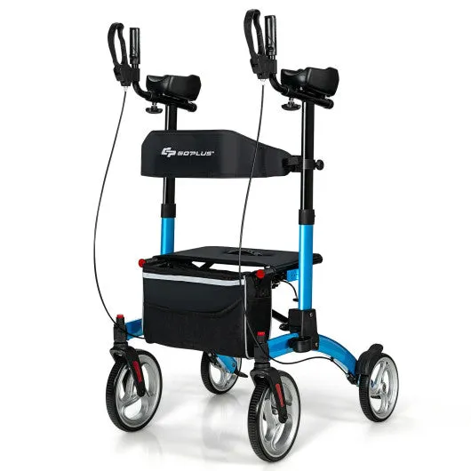 2-in-1 Multipurpose Rollator Walker with Large Seat-Blue