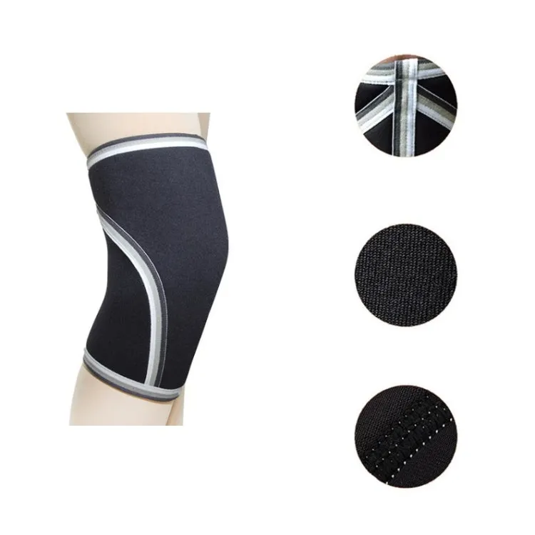 7mm SCR Neoprene Rubber Weightlifting Knee Pads Outdoor Sports Protector, Size:L(Black)