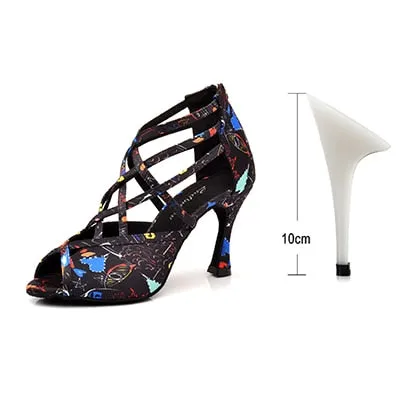 AfroFashion New Modern Floral Satin Ballroom Dance Shoes