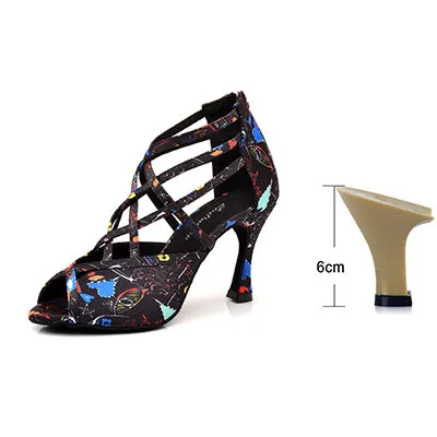 AfroFashion New Modern Floral Satin Ballroom Dance Shoes