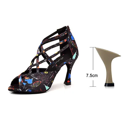 AfroFashion New Modern Floral Satin Ballroom Dance Shoes