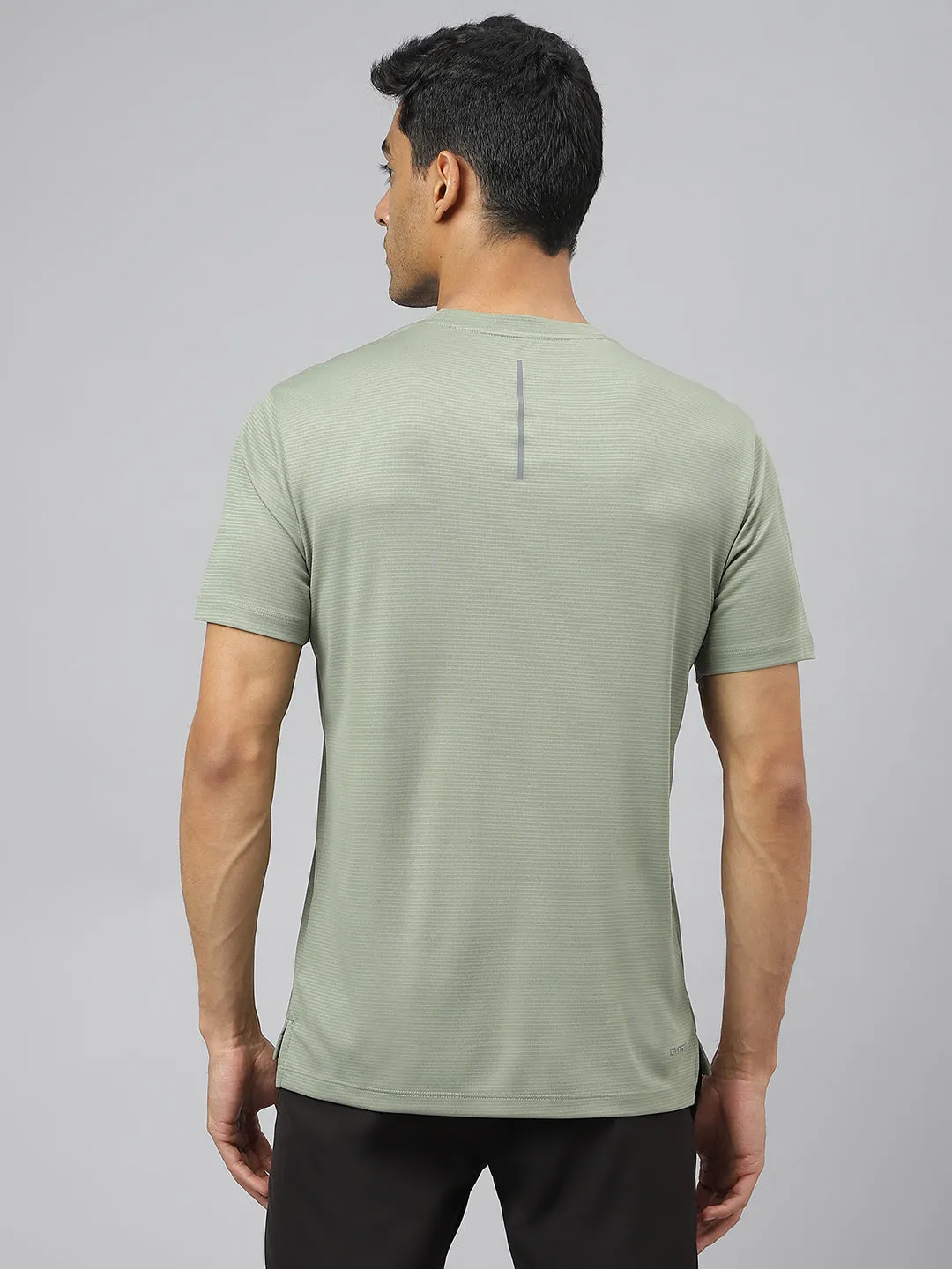 Alcis Men Golden Olive Drytech  Anti-Static Slim-Fit Round Neck Running T-Shirt