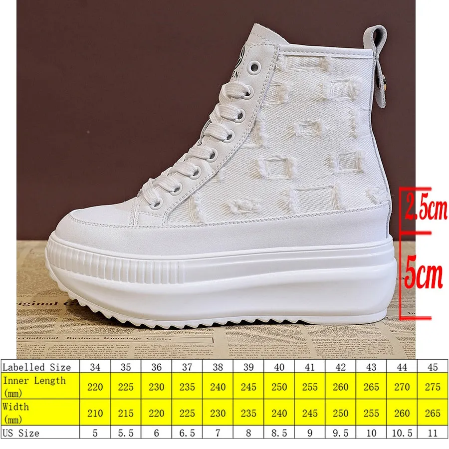 Amozae  Women Summer Shoes Boots Ankle 2022 Spring Autumn Platform Wedge Sneakers Shoes 7.5Cm Breathable Air Mesh Summer Boots