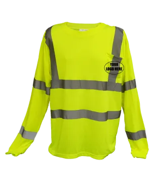 ANSI Class 3 Reflective Long Sleeve Shirt with Pocket and Logo -XL Only