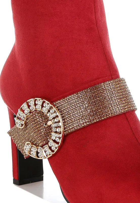 Asagao Diamante & Rhinestones Strap Boots  - Online Exclusive