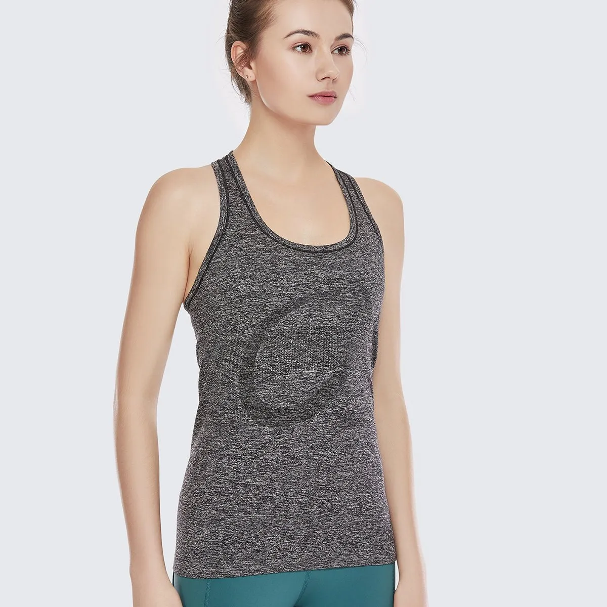 Athletic Seamless Racerback Ash Long Length Tank Top