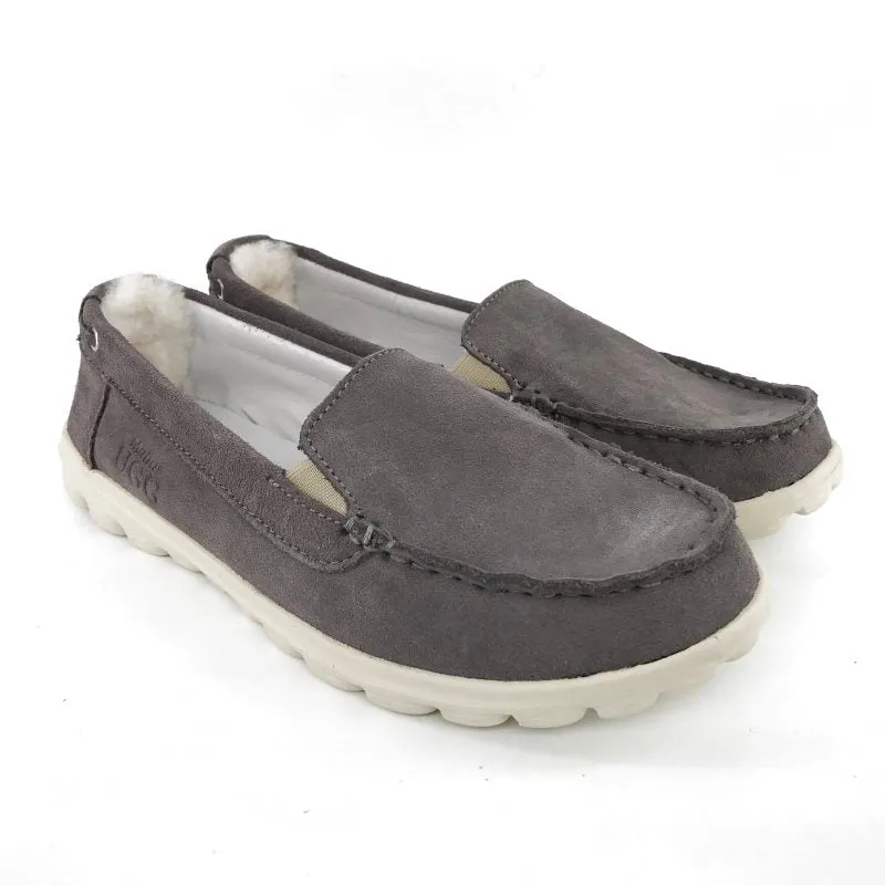 Australian Sheepskin Unisex Casual Flats UGG Moccasin - Grey