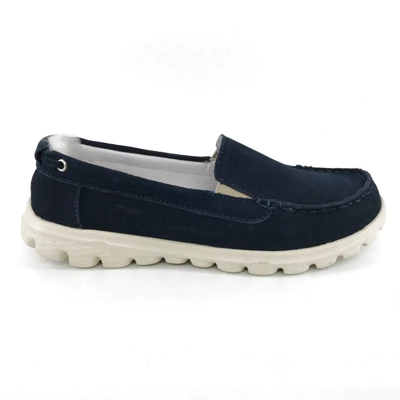 Australian Sheepskin Unisex Casual Flats UGG Moccasin - Navy