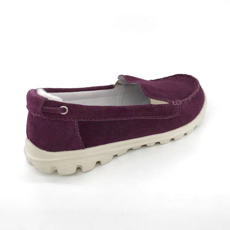 Australian Sheepskin Unisex Casual Flats UGG Moccasin - Wine Red