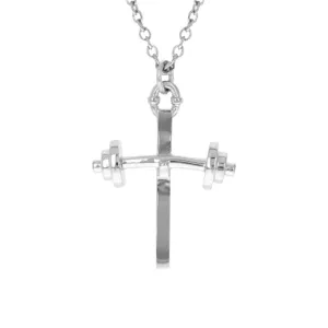 Barbell Cross Necklace | Sterling