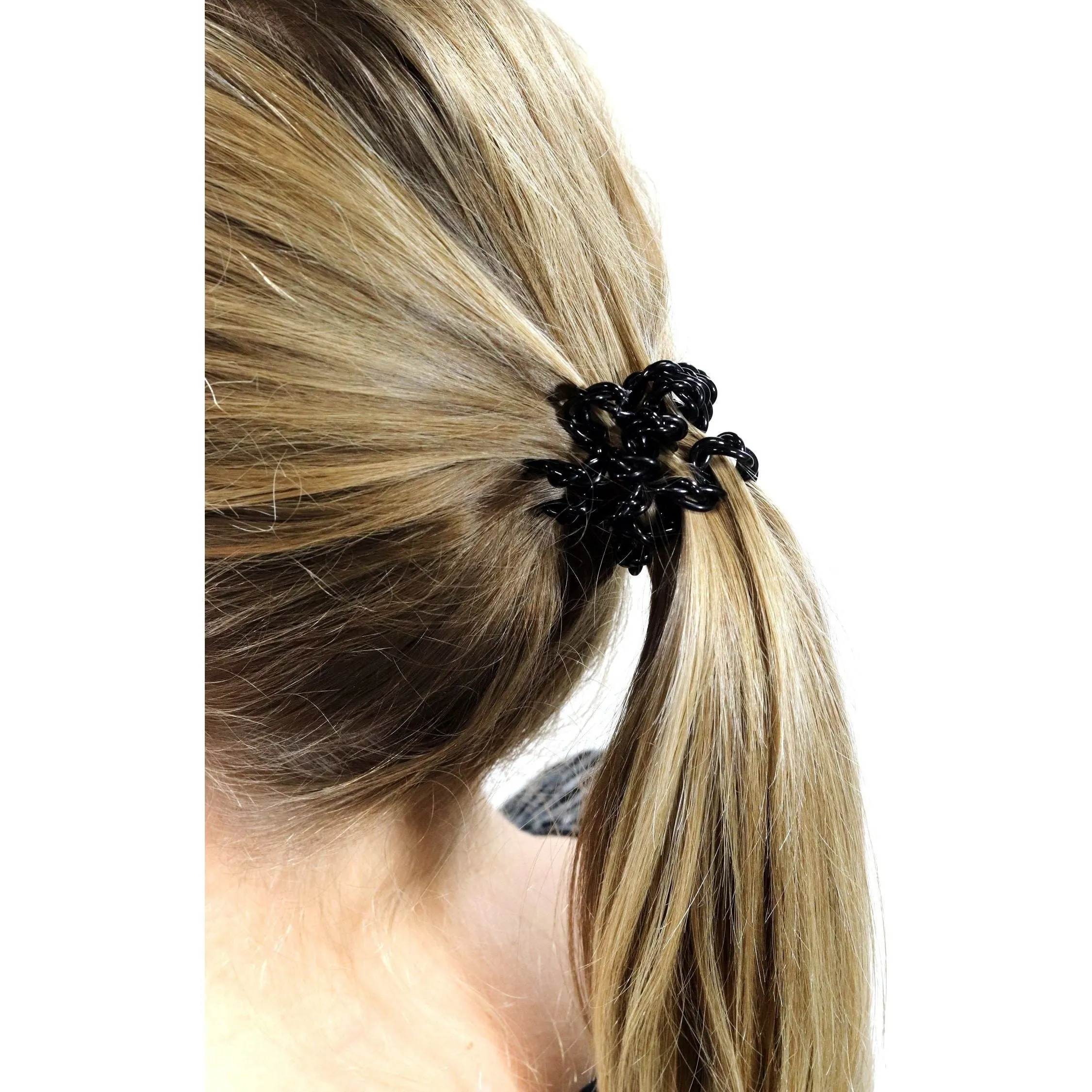 Black and Clear Spiral Hair Ties - 6 Pack