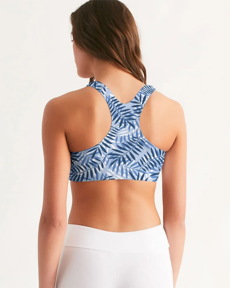 Blue Layered Palms Women's Seamless Sports Bra