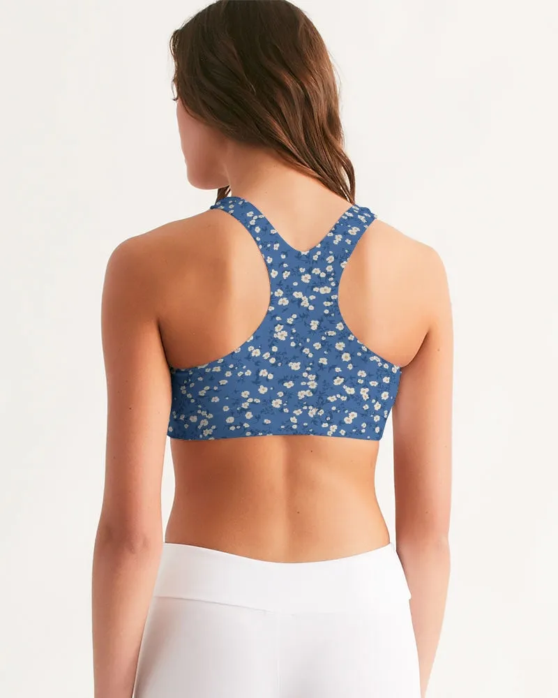 Blue Liberty Floral Women's Seamless Sports Bra