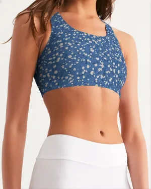 Blue Liberty Floral Women's Seamless Sports Bra