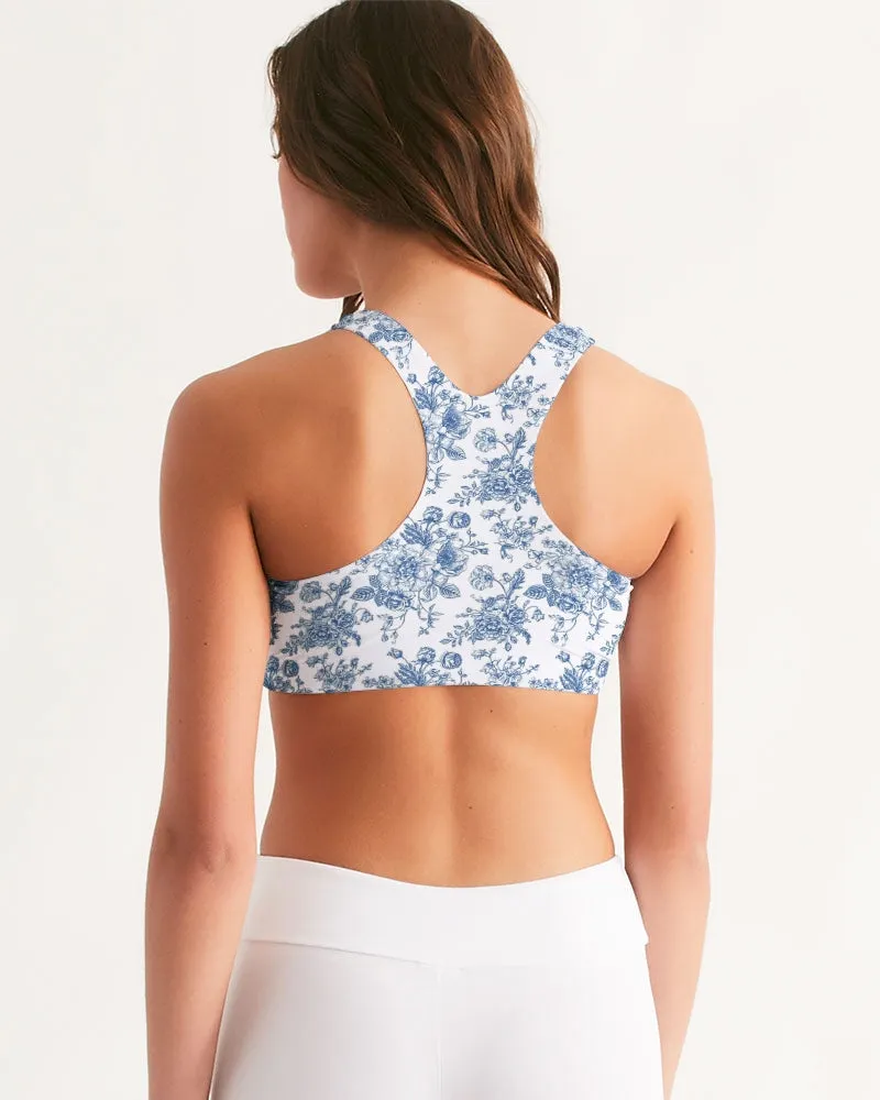 Blue Toile Women's Seamless Sports Bra