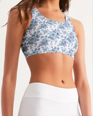 Blue Toile Women's Seamless Sports Bra