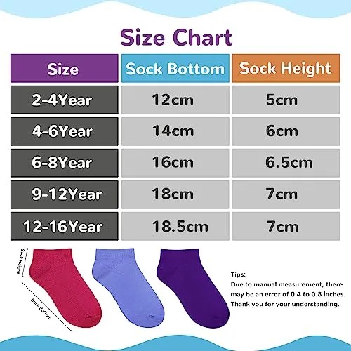 BOOPH 25 Pack Kids Low Cut Ankle Socks Boys Girls Athletic Socks 4-6 Years Black