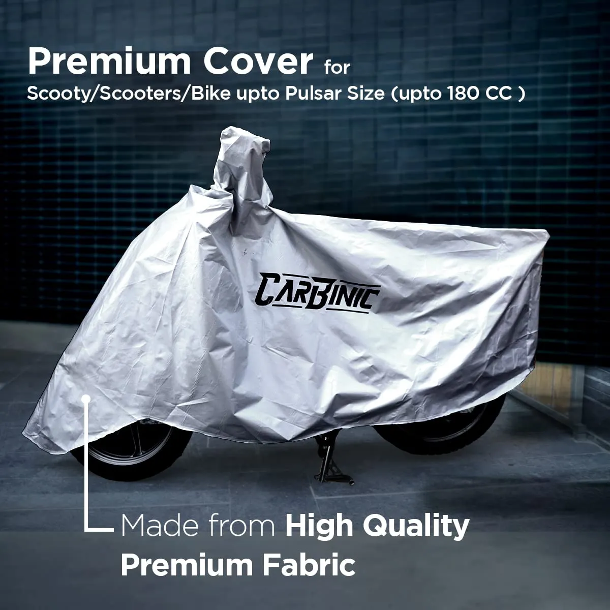 CARBINIC Bike Cover - Universal | Water Resistant (Tested) and Dustproof UV Protection for All Two Wheeler (Bikes/Scooty) with Carry Bag & Mirror Pockets | Solid Grey