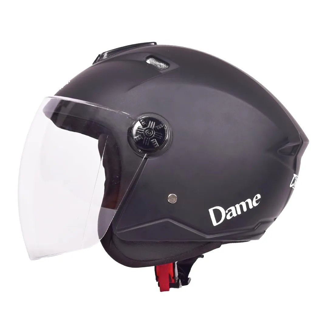 CARBINIC Dame Series Half Face Helmet for Women | ISI Certified | Clear & Scratch Resistant Visor | Lightweight & Stylish | Medium | Black