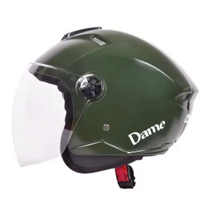 CARBINIC Dame Series Half Face Helmet for Women | ISI Certified | Clear & Scratch Resistant Visor | Lightweight & Stylish | Medium | Matt Green