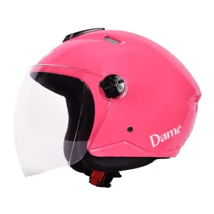 CARBINIC Dame Series Half Face Helmet for Women | ISI Certified | Clear & Scratch Resistant Visor | Lightweight & Stylish | Medium | Pink