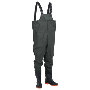 Chest Waders with Boots Dark Green Size 40