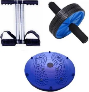 Combo Kit Body Exerciser Double Spring Tummy Trimmer AB Wheel Twister  (Pack of 3)