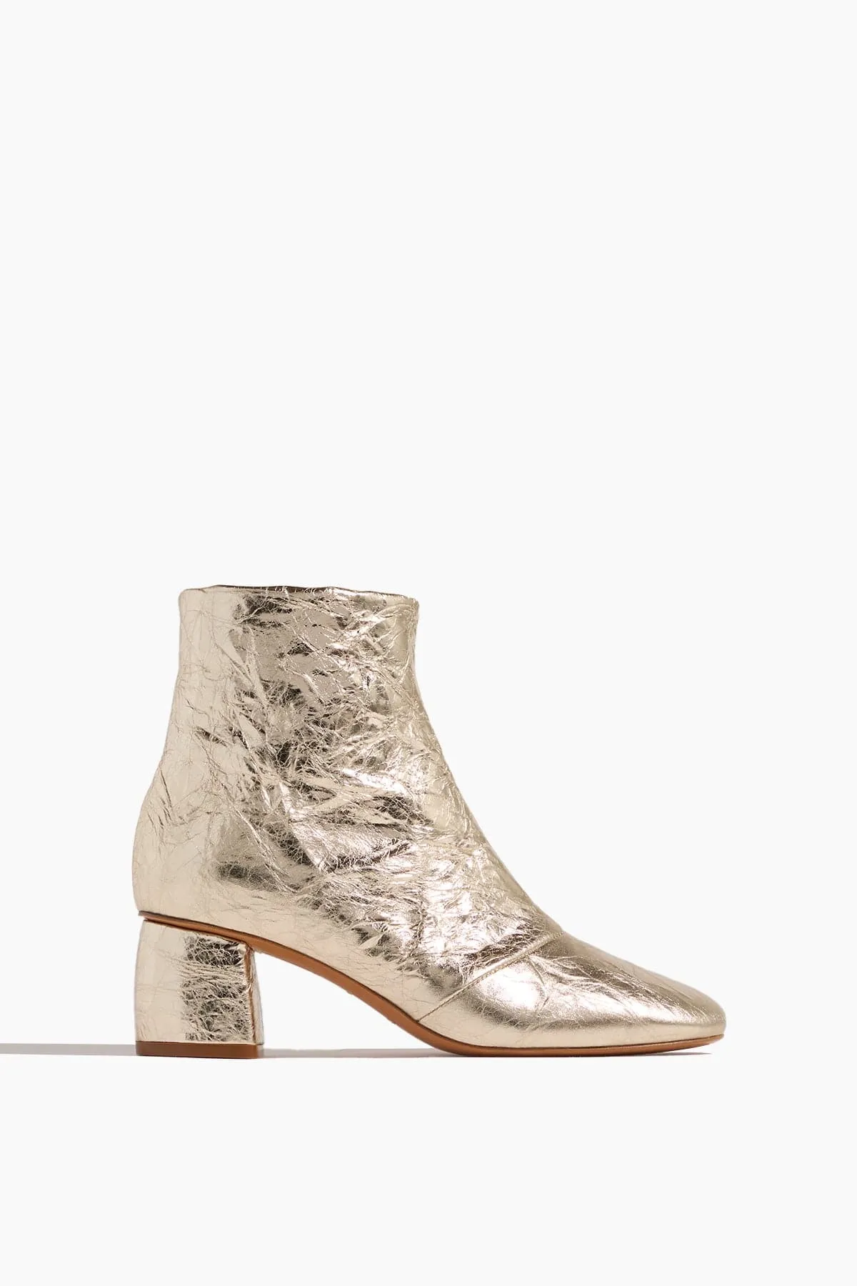 Craquel Leather Ankle Boots in Platino