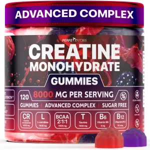 Creatine Monohydrate Gummies Complex 8000mg Chewable for Women and Men with L