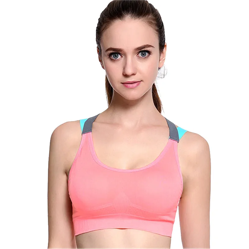 Cross Strap Back Women Sports Bra,Professional Quick Dry Padded Shockproof Gym Fitness Running Yoga Sport Brassiere Top