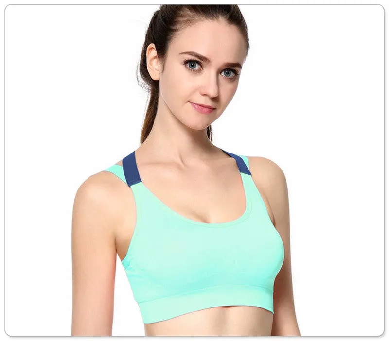 Cross Strap Back Women Sports Bra,Professional Quick Dry Padded Shockproof Gym Fitness Running Yoga Sport Brassiere Top