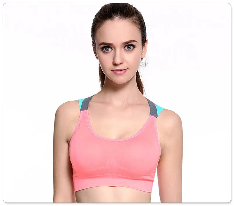 Cross Strap Back Women Sports Bra,Professional Quick Dry Padded Shockproof Gym Fitness Running Yoga Sport Brassiere Top