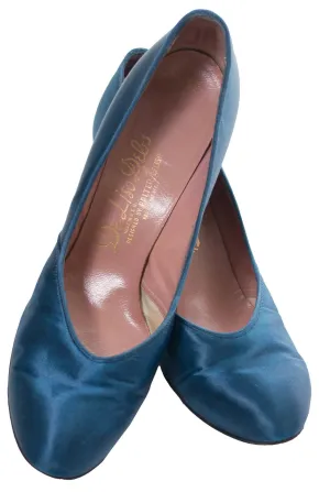 De Liso Debs 1940s Blue Satin Shoes SOLD