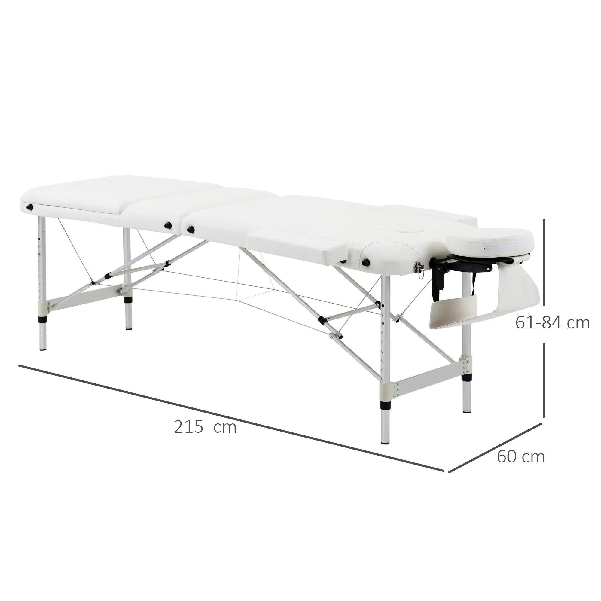 Easycomfort Lettino Massaggi Portatile Pieghevole e Professionale in Alluminio bianco 215x60x61-84cm