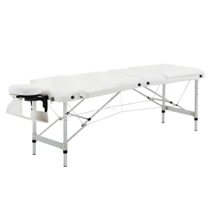 Easycomfort Lettino Massaggi Portatile Pieghevole e Professionale in Alluminio bianco 215x60x61-84cm