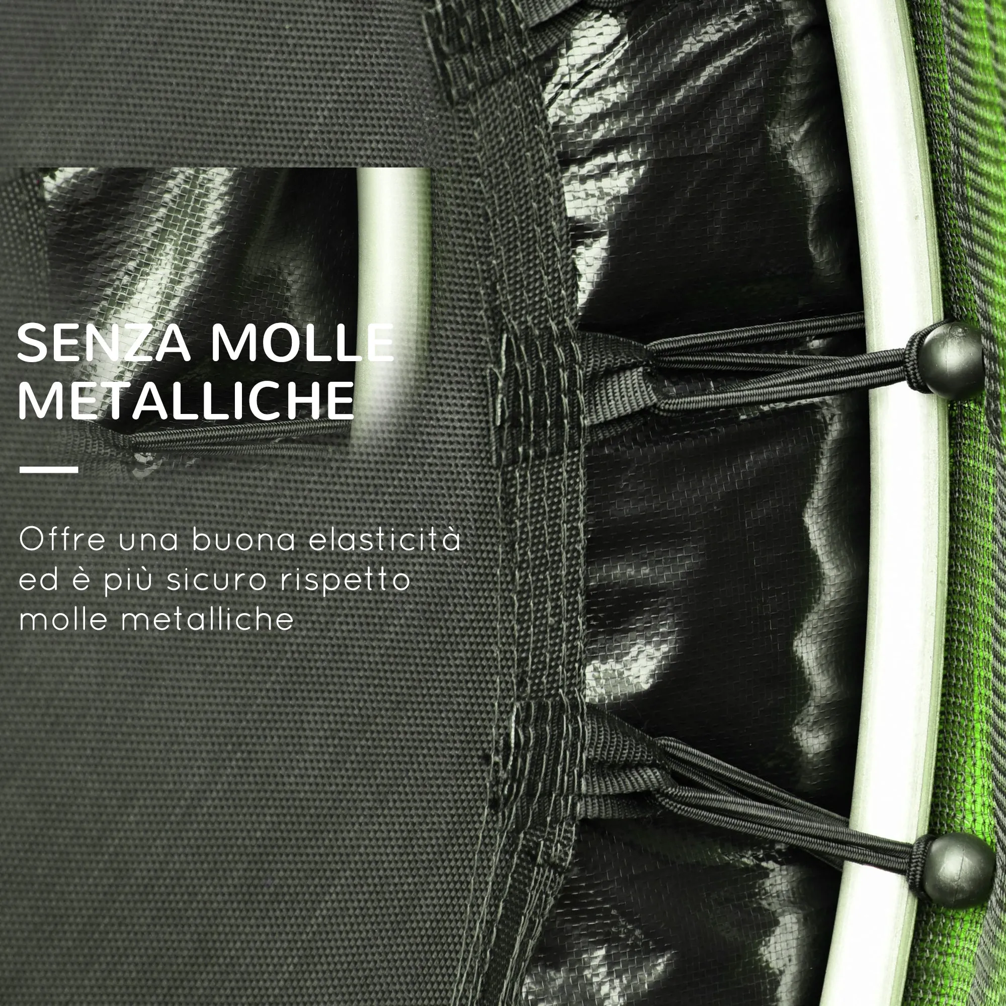 Easycomfort Tappeto Elastico per Bambini da 3 Anni senza Molle con Rete di Protezione ?140cm, Nero Verde