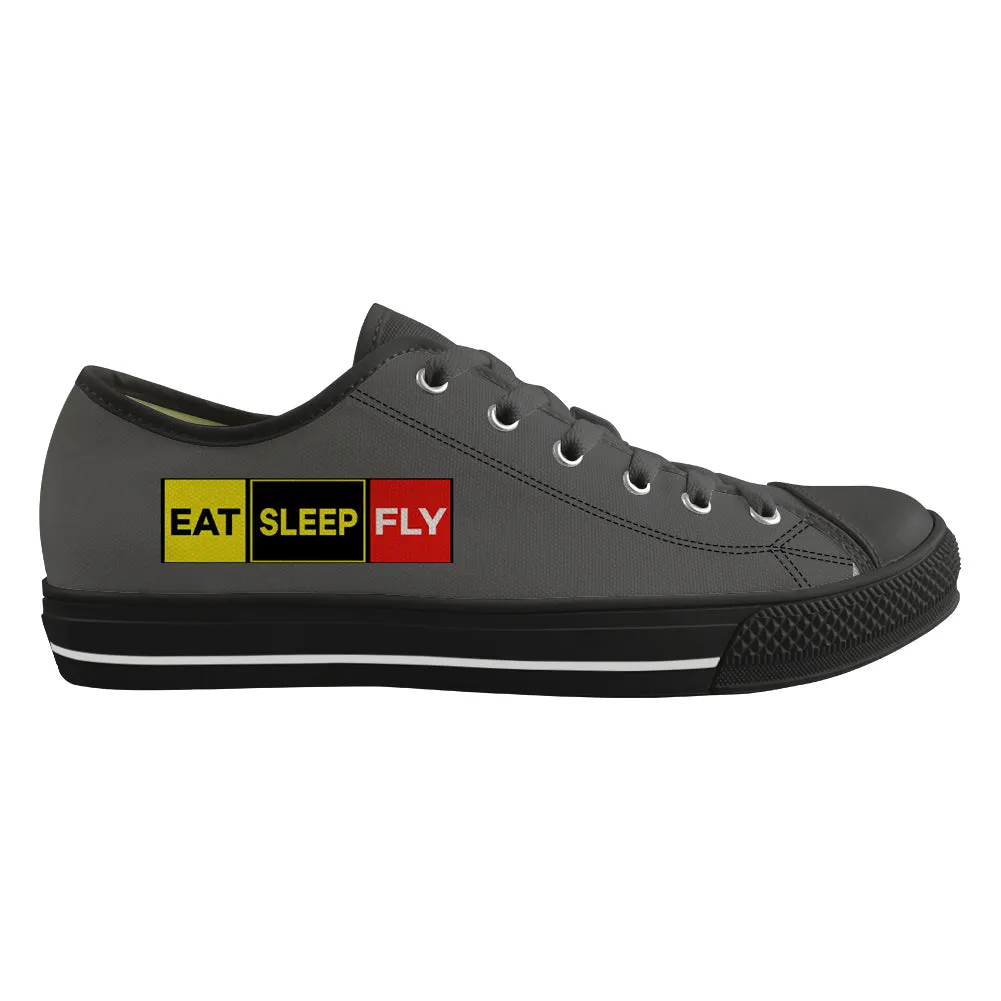 Eat Sleep Fly (Colourful) Designed Canvas Shoes (Men)