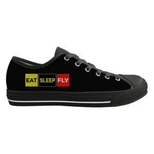 Eat Sleep Fly (Colourful) Designed Canvas Shoes (Men)