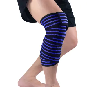 Elastic Squat Knee Strap Strength Training Protector Strap(Black Sky Blue)