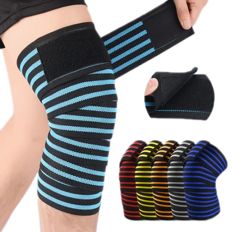 Elastic Squat Knee Strap Strength Training Protector Strap(Black Sky Blue)