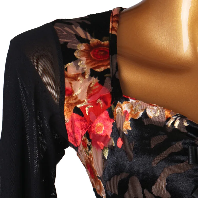 Elegant Flower Print Latin/Ballroom Leotard