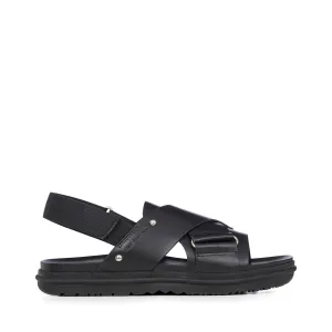 Emu Lyrebird Leather Sandals Black