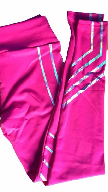 Fitness Reflective Striped Pattern Pants Gym Leggings for Women