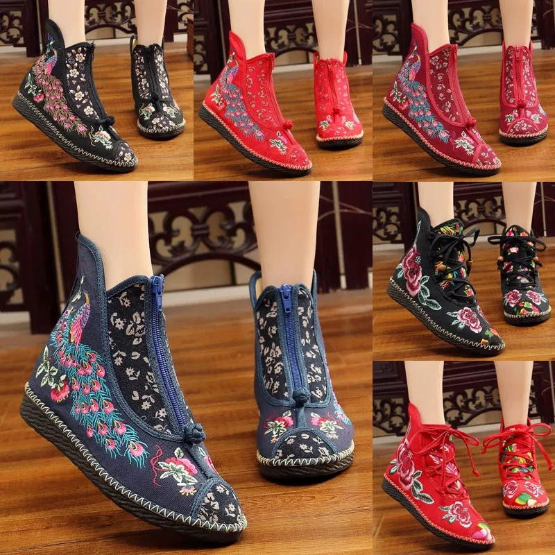 Flat-bottomed Spring and Summer Single-boot Ethnic Embroidered Shoes