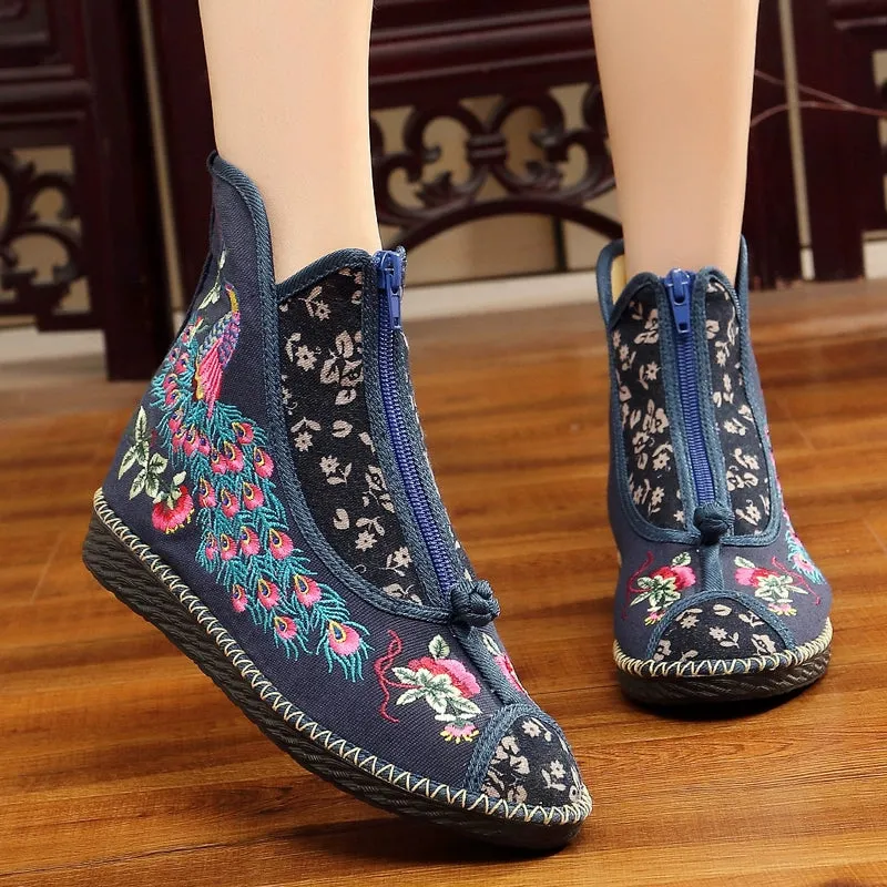 Flat-bottomed Spring and Summer Single-boot Ethnic Embroidered Shoes